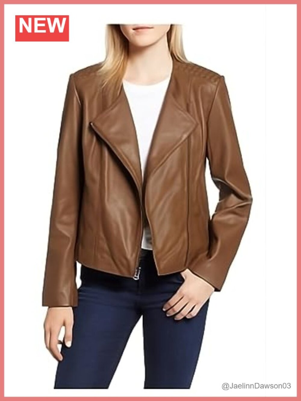 Fully Lined Wing Collar Leather Coat Long Sleeve Quilted